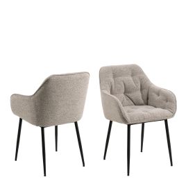 Dining Chair - BROOKE Dining Chair with Armrest Beige 58cm