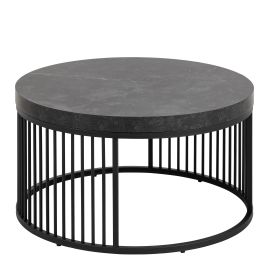CRAVETH Round Coffee Table in Matt Black