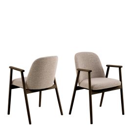 WEXFORDE Dining Chairs With Armrest in Monza Fabric Beige - Set of 2