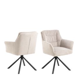 ATLAS Swivel Cream Dining Chair with Armrest Set of 2