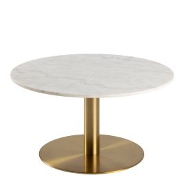 Corby Round Coffee Table with White Marble Effect Top & Gold Base