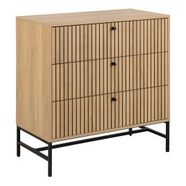 ARISTA Oak Finish Chest of Drawers - Medium-sized, 3 Drawers