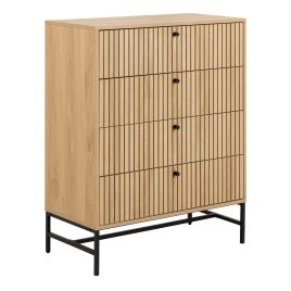 ARISTA Oak Finish Chest of Drawers - Medium-sized, 4 Drawers