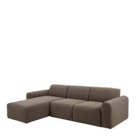 Corner Sofa - STRATHAVEN Fabric 3 Seater L Shaped Sofa - Left Hand Facing - Brown