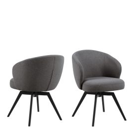 DARELLA Dining Chair with Armrest and Swivel Function in Grey