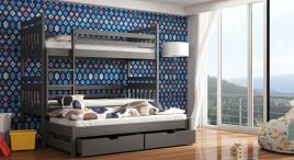 RYN Wooden 2 Drawers Storage Double Bed with Trundle - Graphite