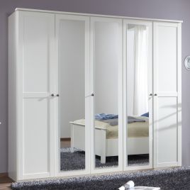Cairo 5 Door Mirrored Wardrobe - White