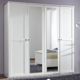 Cairo 4 Door Mirrored Wardrobe - White