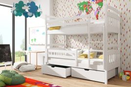 Gabby Wooden Kids Bunk Bed with Storage and Foam Mattress - White