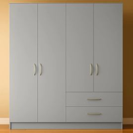 VIANNA 4 Door Wardrobe with 2 Drawers Grey - 160cm