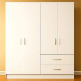 VIANNA 4 Door Wardrobe with 2 Drawers White - 160cm