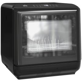 HERON Table Top Dishwasher Mini Countertop Dishwasher with Built in 6L Water Tank Black