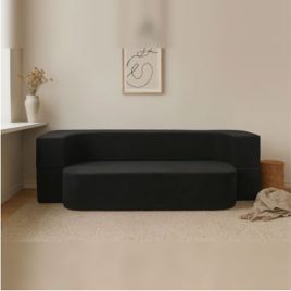 AMELIA Fabric 2 Seater Sofabed - Black