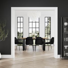 ANTIVA Dining Table Set with 4 Chairs with Arms - Black