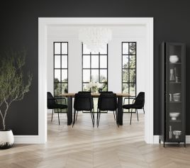 CARLOW Black Dining Chair with Arms Black Legs-Set of 2