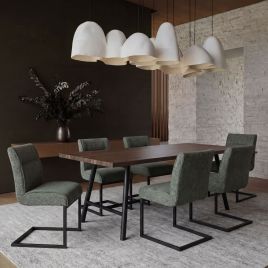 CLARIDGE Tweed Dining Chair Set of 2 - Desert Sage and Black