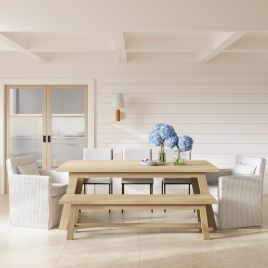 CALDER Wooden Dining Bench - Latte