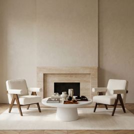 ELMSWORTH Boucle Fabric Armchair - Snow