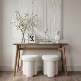 FAIRBORNE Textured Boucle Stool - Snow