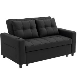 HERON Two Seater Pull Out Sofa Bed Black