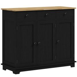 HERON Sideboard with Rubberwood Top and Adjustable Shelves Black Wood Effect