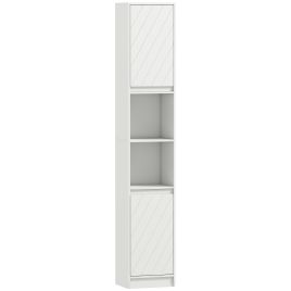 HERON Narrow Bathroom Cabinet 30x24x170cm Adjustable Shelves White