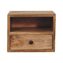 ASSISI 1-Drawer Oak-ish Wall Mounted Nightstand, Ready Assembled