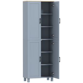 HERON Freestanding Kitchen Cupboard Storage Cabinet Grey Wood Effect