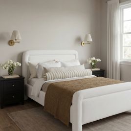 LEONTINE Double Chenille Bedframe - Ghost