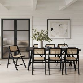 LUCIEN Dining Table Set with 6 Chairs - Black