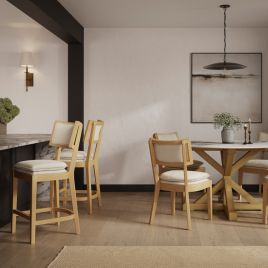 MARIBELLE Woven Counter Stool - Frost and Umber