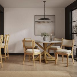 MARIBELLE Woven Dining Chair - Frost and Umber