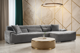 MONTELA Fabric 3 Seater L Shaped Corner Sofa - Charcoal - Right Hand Facing