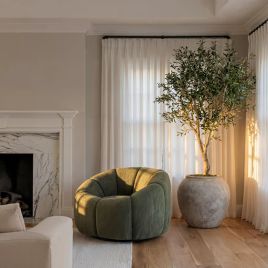 NOVELLE Chenille Boucle Swivel Chair - Basil