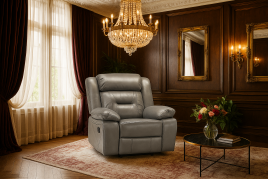 NAVONE Leather Single Recliner Sofa - Grey