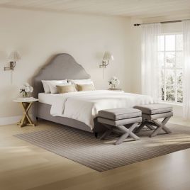QUINEL Kingsize Linen Bedframe - Light Grey