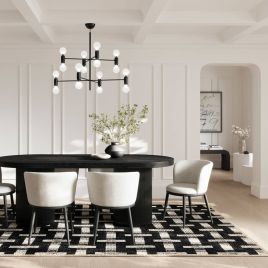 ROSAVELLE Dining Table Set with 4 Chairs - Black and Ivory