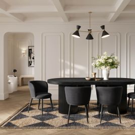 ROSAVELLE Dining Table Set with 6 Chairs - Black
