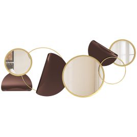 HERON Metal Wall Art Modern Decorative Mirror Decor Gold Tone