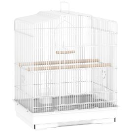 PAWSTER Large Metal Bird Cage with Perches White