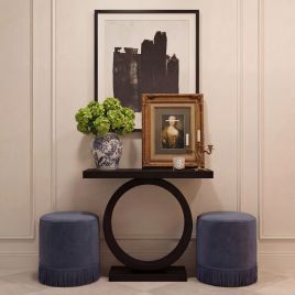 SANTELLE Velvet Small Pouffe - French Blue