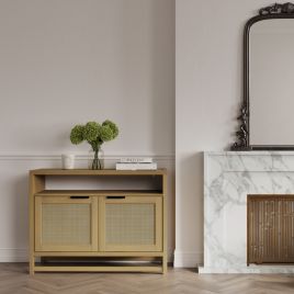 SEABORNE Rattan Storage Cabinet - Latte