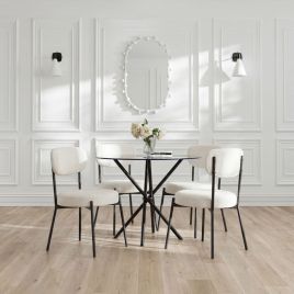 CASORA Dining Table Set with 4 Chairs - Black and Ivory