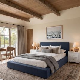 MAYFAIR Kingsize Fabric Bedframe - Ink Blue