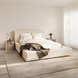 MAYFAIR Double Fabric Bedframe - White Clay