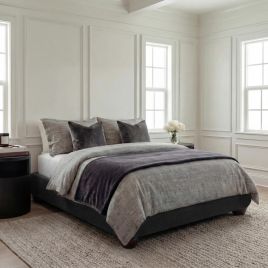 SOLVANE Kingsize Chenille Bedframe - Deep Charcoal