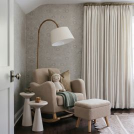 SERENZA Teddy Fabric Nursing Chair and Footstool Set - Biscuit
