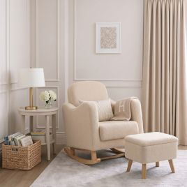 SERENZA Teddy Fabric Nursing Chair with Footstool Set - Oat