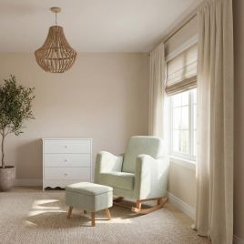 SERENZA Boucle Fabric Nursing Chair with Footstool Set - Sage