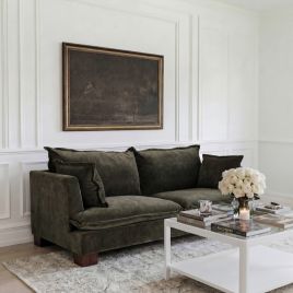 SUTHERBY Chenille 3 Seater Sofa - Olive